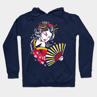 Geisha with Fan Hoodie